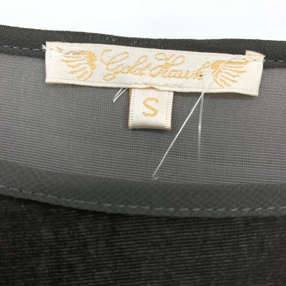 Gold Hawk Dress Women's Size S Velvet A-Line Midi Long Sleeve Dark Gray NWT - Picture 5 of 8